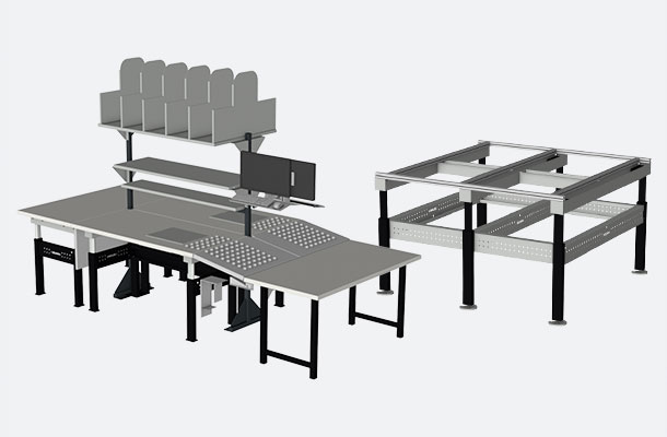 individuell ausgearbeitete arbeitsstation und unterbau von zelenka